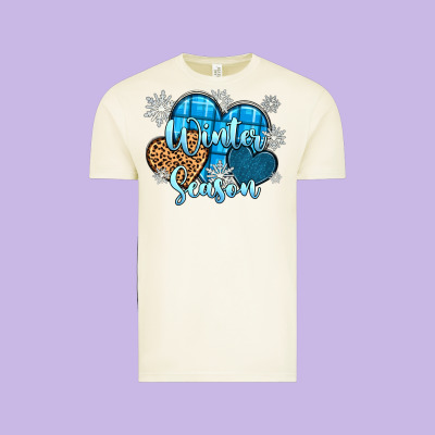 Snow Hearts Winter Season Vintage Tee Designed By Zillion Design Studio