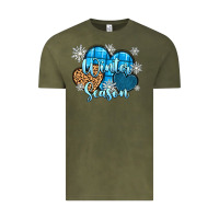 Vintage Olive snow hearts winter season Vintage Tee - Zillion Design Studio