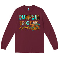 Burgundy pumpkin spice and jesus Long Sleeve Tee - AdoDesignShop