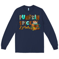 Navy pumpkin spice and jesus Long Sleeve Tee - AdoDesignShop