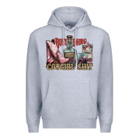Heather Grey busy doing cowgirl shit liquor boots cigarette Premium Hoodie - NancyCooperArtShop