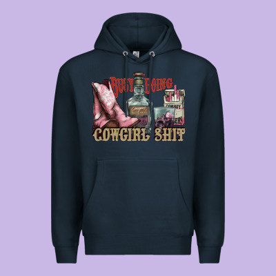 Busy Doing Cowgirl Shit Liquor Boots Cigarette Premium Hoodie Designed By Nancycooperartshop