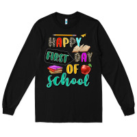 Black happy first day of school Long Sleeve Tee - Zillion Design Studio