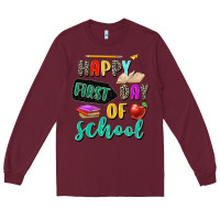 Burgundy happy first day of school Long Sleeve Tee - Zillion Design Studio