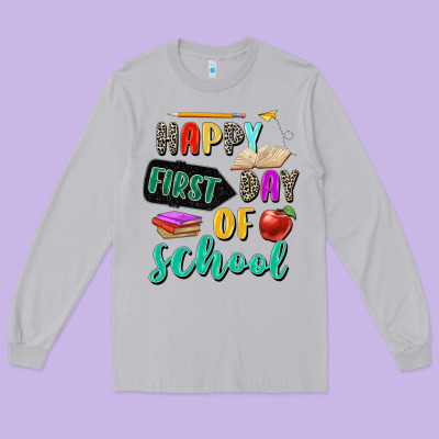 Happy First Day Of School Long Sleeve Tee Designed By Zillion Design Studio