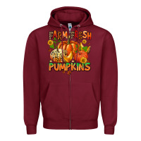 Burgundy farm fresh pupkins Zipper Hoodie - AdoDesignShop