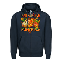 Navy farm fresh pupkins Zipper Hoodie - AdoDesignShop