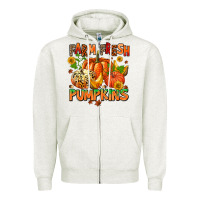 Oatmeal Heather farm fresh pupkins Zipper Hoodie - AdoDesignShop