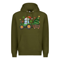 Army Green christmas tractor Premium Hoodie - MaliasSmallBusiness