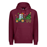 Burgundy christmas tractor Premium Hoodie - MaliasSmallBusiness
