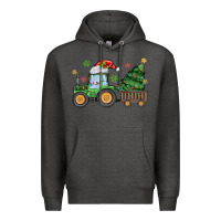 Charcoal Heather christmas tractor Premium Hoodie - MaliasSmallBusiness