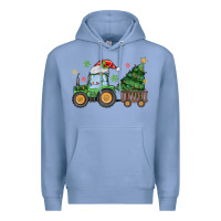 Colony Blue christmas tractor Premium Hoodie - MaliasSmallBusiness