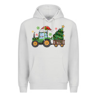 Dove Grey christmas tractor Premium Hoodie - MaliasSmallBusiness