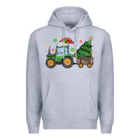 Heather Grey christmas tractor Premium Hoodie - MaliasSmallBusiness