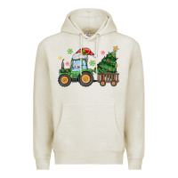 Oatmeal Heather christmas tractor Premium Hoodie - MaliasSmallBusiness