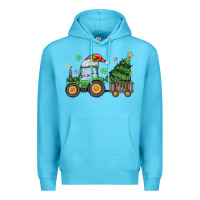 Ocean Blue christmas tractor Premium Hoodie - MaliasSmallBusiness