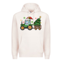 Pale Pink christmas tractor Premium Hoodie - MaliasSmallBusiness