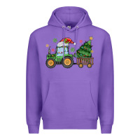 Purple christmas tractor Premium Hoodie - MaliasSmallBusiness