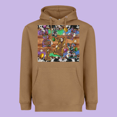 Easter Bunny Egg Cowhide Leopard Heavyweight Hoodie Designed By Artiststas