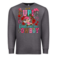 Charcoal Heather cupid find me a cowboy Premium Sweatshirt - NancyCooperArtShop