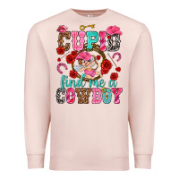 Pale Pink cupid find me a cowboy Premium Sweatshirt - NancyCooperArtShop