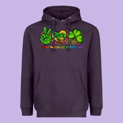 Peace Love St Patty's Day Heavyweight Hoodie Designed By Artiststas