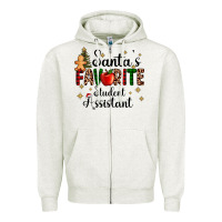 Oatmeal Heather santa's favorite student assistant Zipper Hoodie - AdoDesignShop