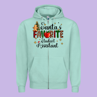 Santa's Favorite Student Assistant Zipper Hoodie Designed By Adodesignshop