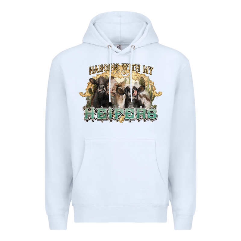 Hanging With My Heifers Premium Hoodie by NancyCooperArtShop | Teevron