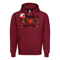 Burgundy santa's favorite substitute Zipper Hoodie - AdoDesignShop