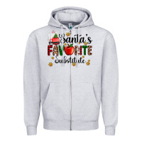 Heather Grey santa's favorite substitute Zipper Hoodie - AdoDesignShop