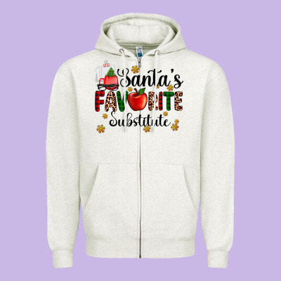 Santa's Favorite Substitute Zipper Hoodie Designed By Adodesignshop