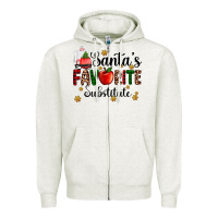 Oatmeal Heather santa's favorite substitute Zipper Hoodie - AdoDesignShop