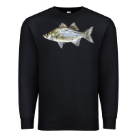Black White Bass Fish Illustrations Premium Sweatshirt - LillyAllenDesigns