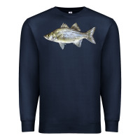Navy White Bass Fish Illustrations Premium Sweatshirt - LillyAllenDesigns