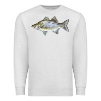 Oatmeal Heather White Bass Fish Illustrations Premium Sweatshirt - LillyAllenDesigns