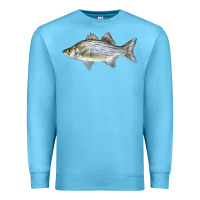 Ocean Blue White Bass Fish Illustrations Premium Sweatshirt - LillyAllenDesigns