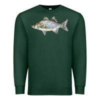 Sports Green White Bass Fish Illustrations Premium Sweatshirt - LillyAllenDesigns