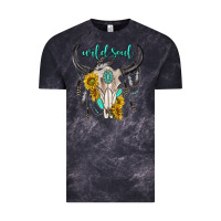 Cloud Black wild soul boho bull skull Vintage Tee - texasbilliewilder