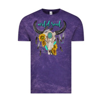 Cloud Purple wild soul boho bull skull Vintage Tee - texasbilliewilder