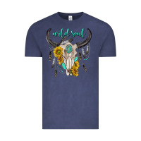 Vintage Denim wild soul boho bull skull Vintage Tee - texasbilliewilder