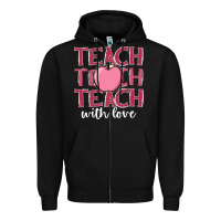 Black teach with love Zipper Hoodie - JahusDesignShop