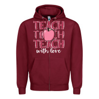 Burgundy teach with love Zipper Hoodie - JahusDesignShop