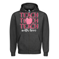 Charcoal Heather teach with love Zipper Hoodie - JahusDesignShop