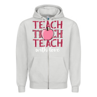 Dove Grey teach with love Zipper Hoodie - JahusDesignShop