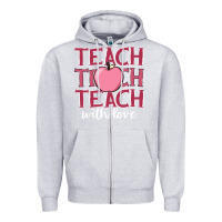 Heather Grey teach with love Zipper Hoodie - JahusDesignShop