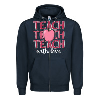 Navy teach with love Zipper Hoodie - JahusDesignShop
