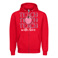 Red teach with love Zipper Hoodie - JahusDesignShop