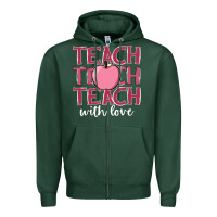 Sports Green teach with love Zipper Hoodie - JahusDesignShop