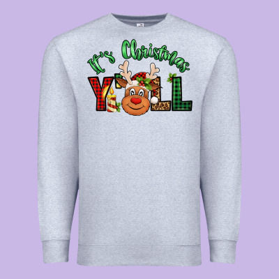 It's Christmas Y'all Reindeer Premium Sweatshirt Designed By Jasminsmagicworld